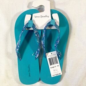 NWT Vera Bradley Webbing Strap Flip Flops, Peacock Garden, Size L (Women's 9/10)